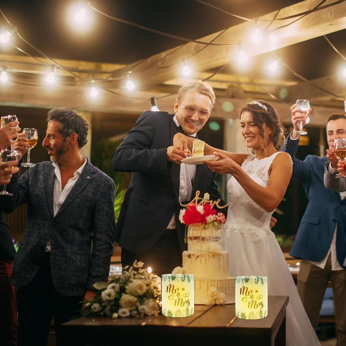 Windlicht 'Mr & Mrs' papier – set van 12