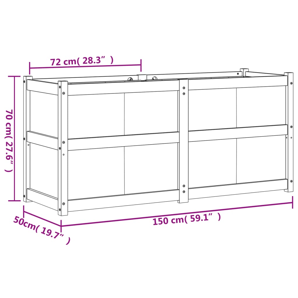 Plantenbak grenenhout – 150x50x70 cm