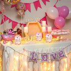 Windlicht 'Welcome Home' ooievaar roze – set van 12