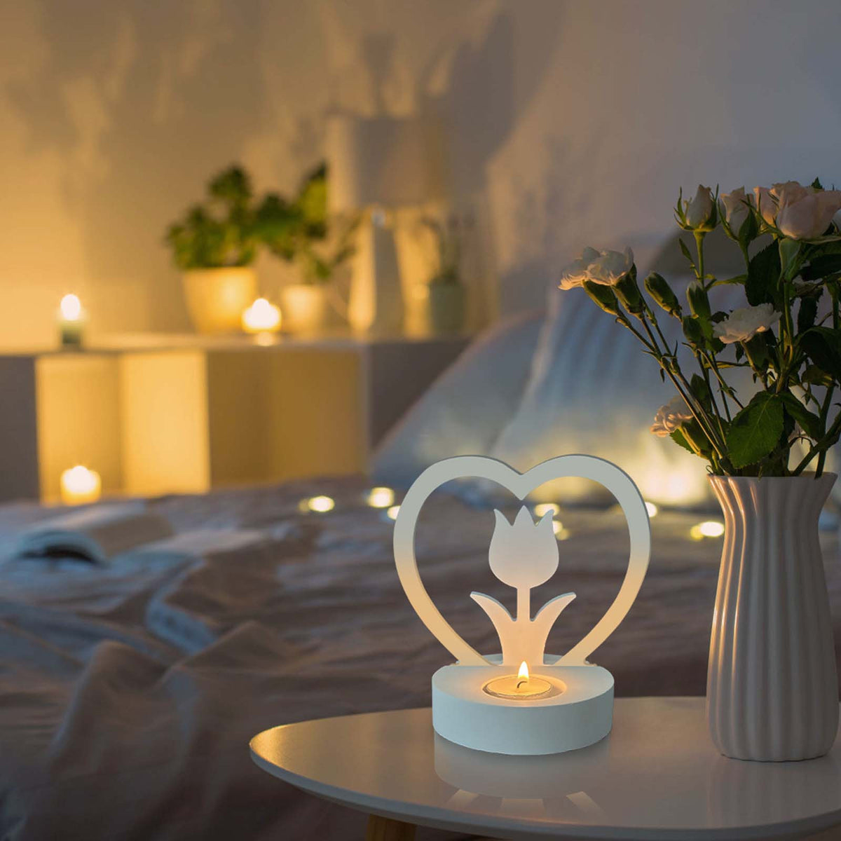 Kandelaar hart tulp – set van 2