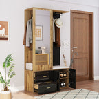 Elegante garderobekast met spiegel naturel – set