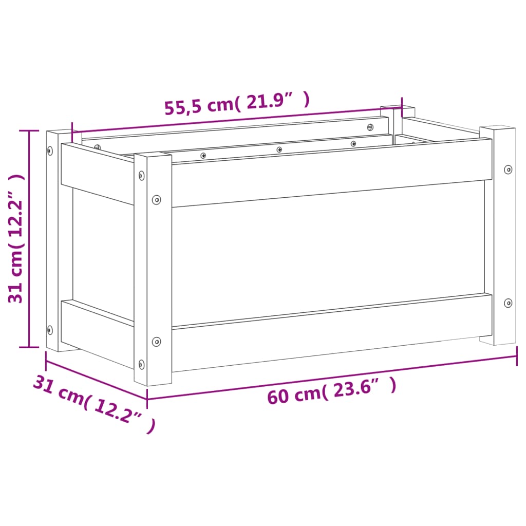 Plantenbak grenenhout – 60x31x31 cm
