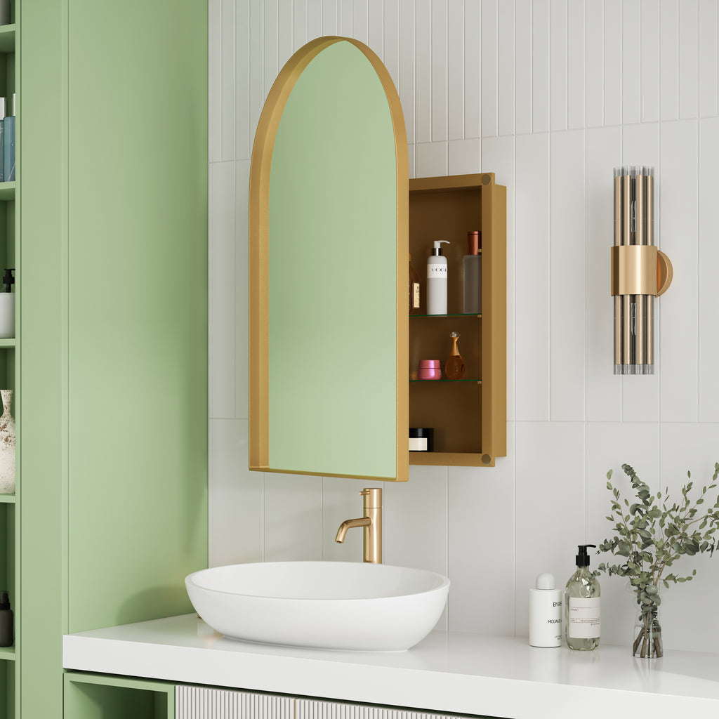 Spiegelkast boogvormig goud – 91 cm