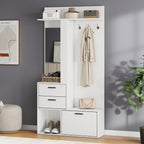 Garderobekast met spiegel wit – set