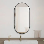 Boogspiegel zwart metaal – 120 cm