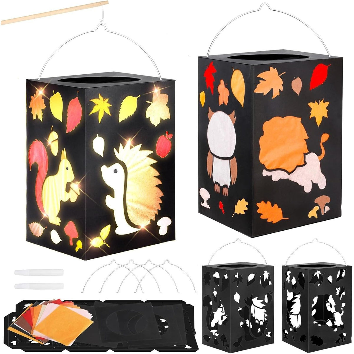 Lantaarn knutselset herfst papier – set van 4