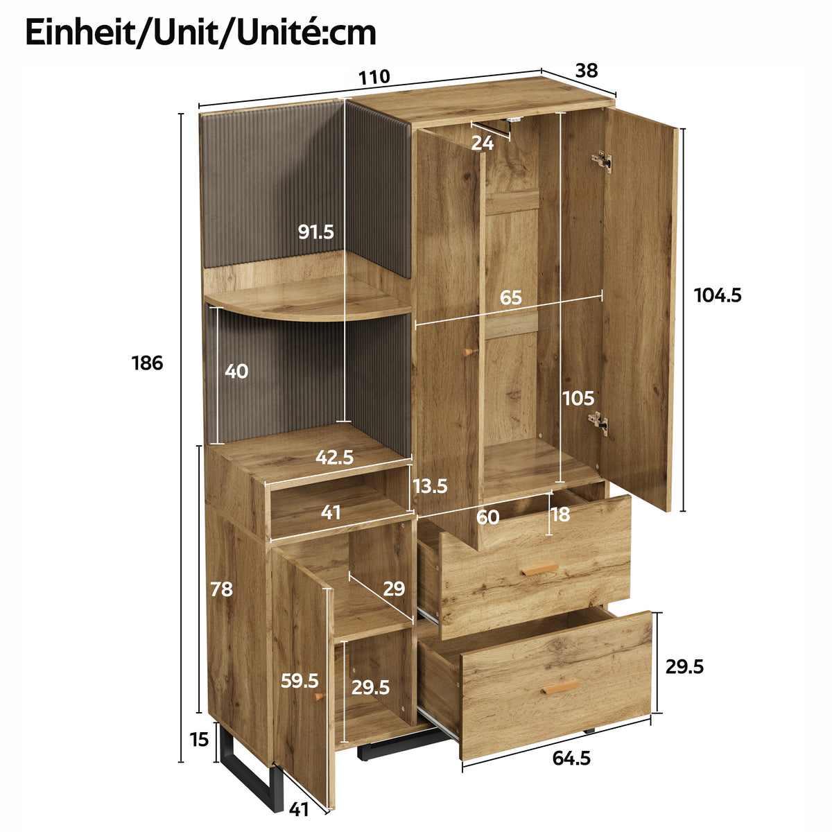 Garderobekast naturel – set