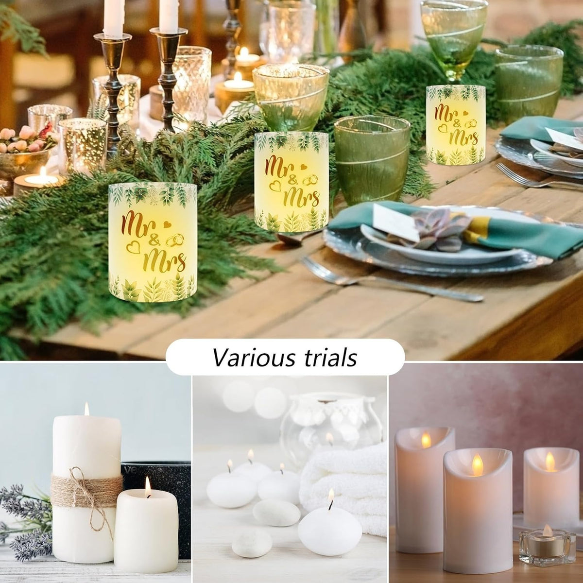 Windlicht 'Mr & Mrs' papier – set van 12