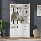 Garderobekast met spiegel wit – set