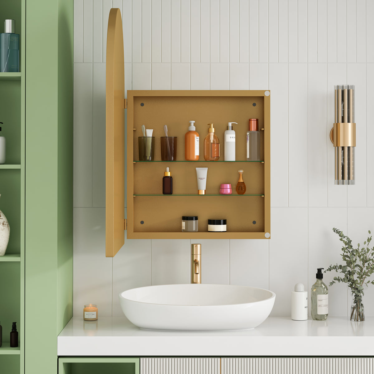 Spiegelkast boogvormig goud – 91 cm