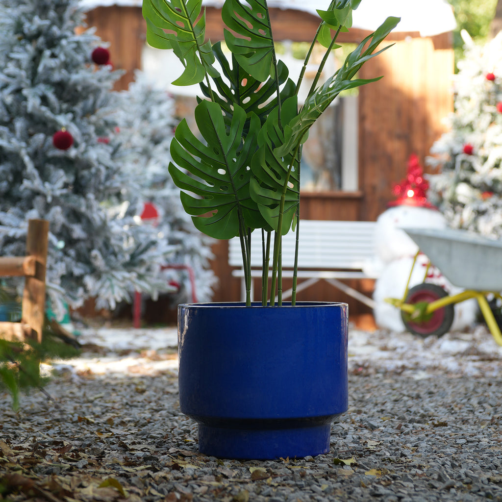 Bloempot keramiek blauw – set van 3