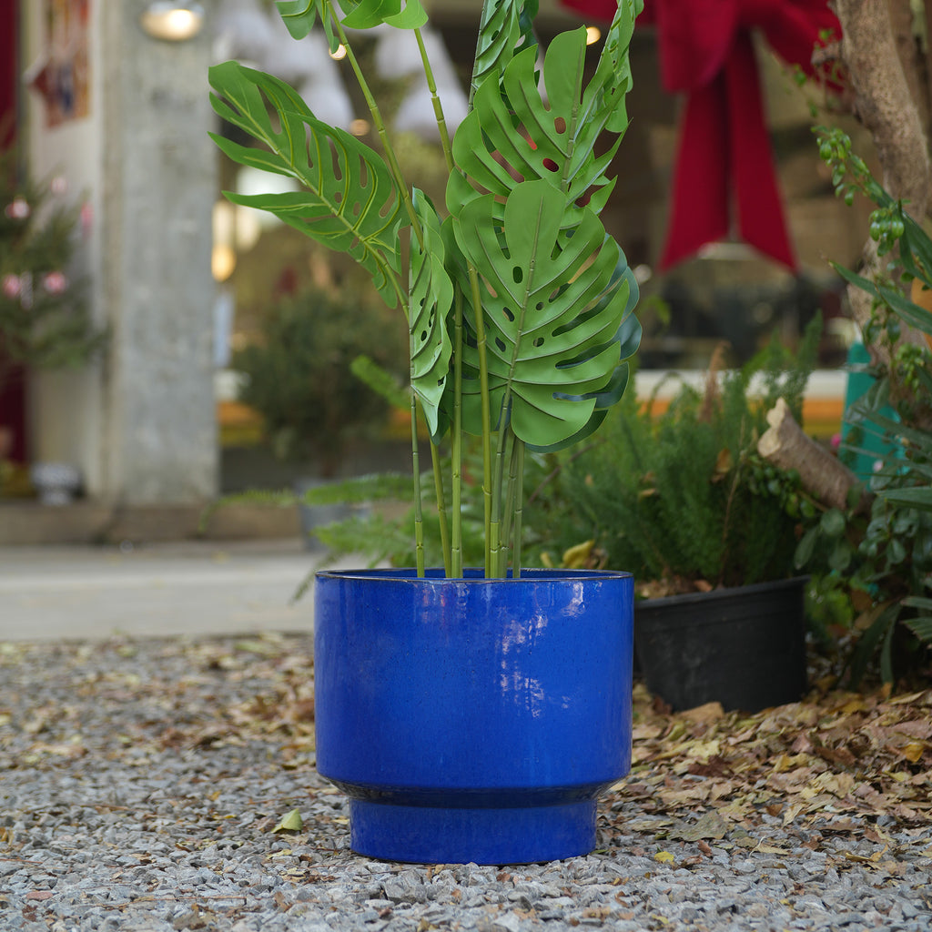 Bloempot keramiek blauw – set van 3