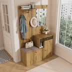 Halmeubel met spiegel naturel – set