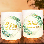 Windlicht feesttafel groen eucalyptus – set van 12