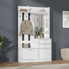 Garderobekast met spiegel wit – set