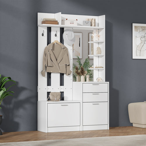 Garderobekast met spiegel wit – set
