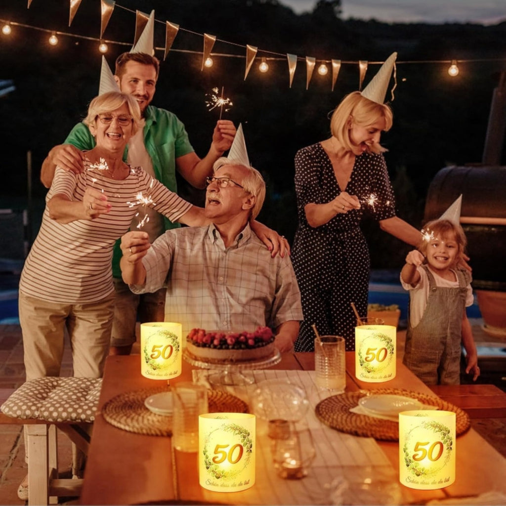 Windlicht 'Glad You're Here' groen – set van 12