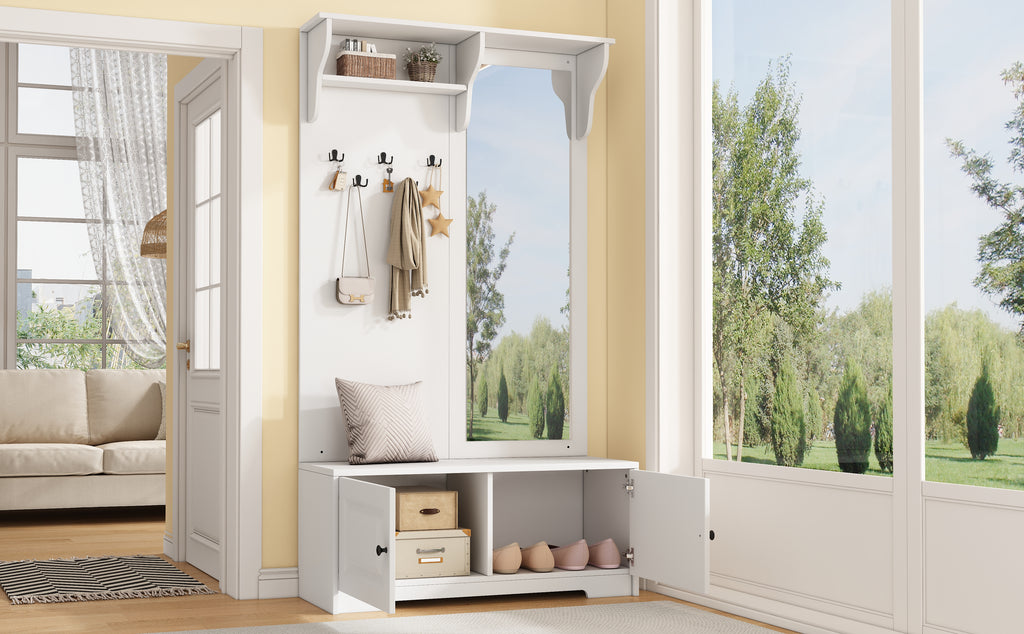 Halmeubel met spiegel wit – set