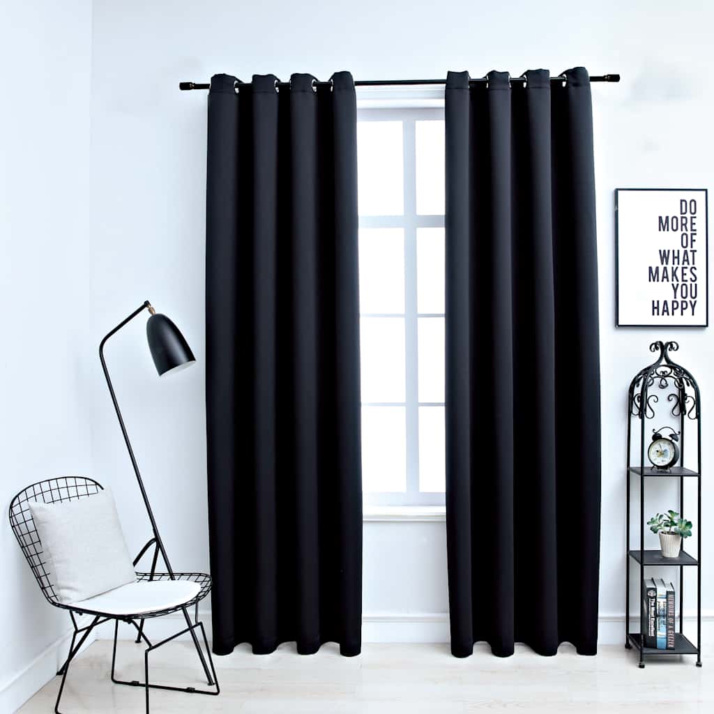 Verduisterende gordijnen polyester met ringen – set van 2