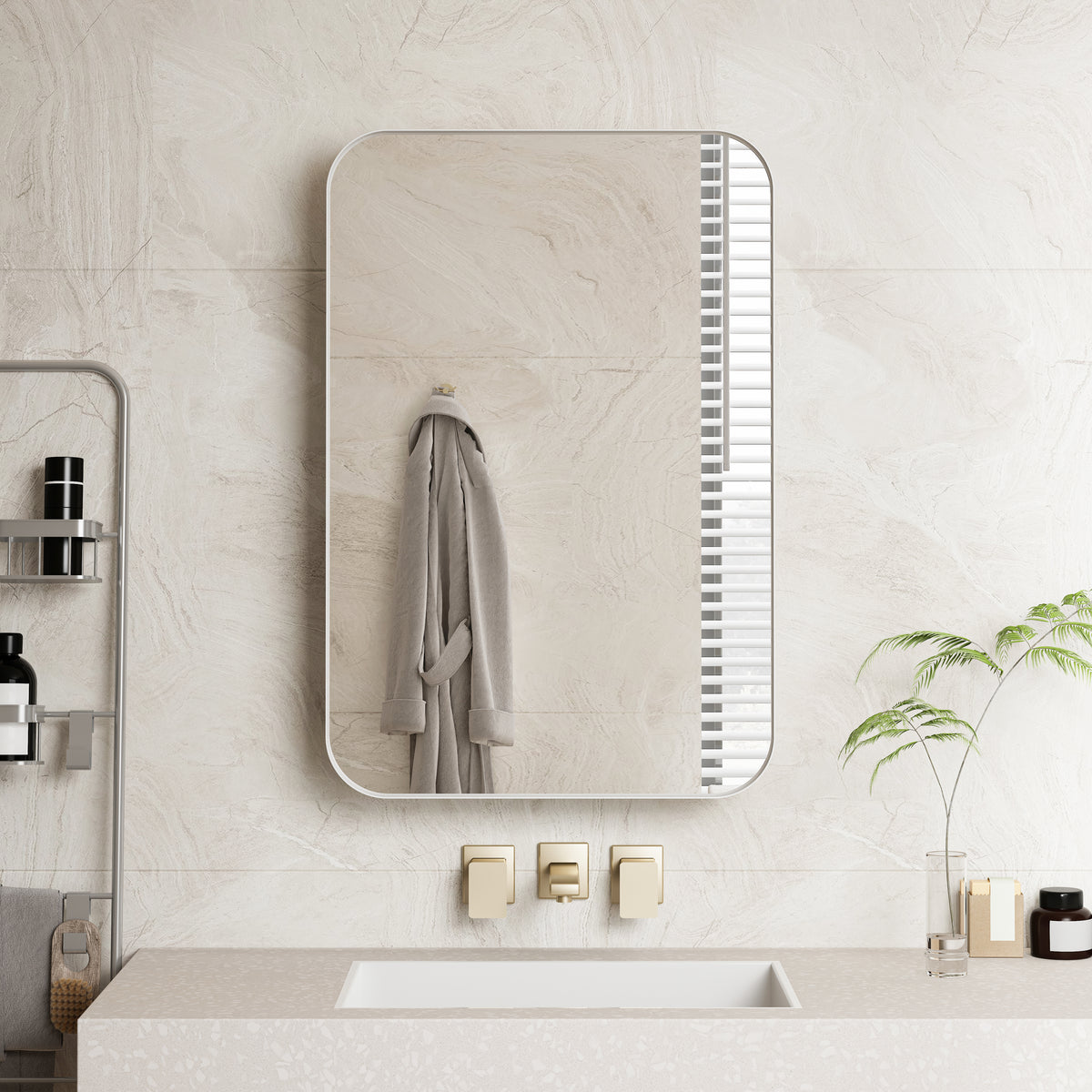 Spiegelkast rechthoekig wit – 76 cm