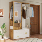Elegante garderobekast met spiegel naturel – set