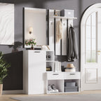 Garderobekast met spiegel wit – set