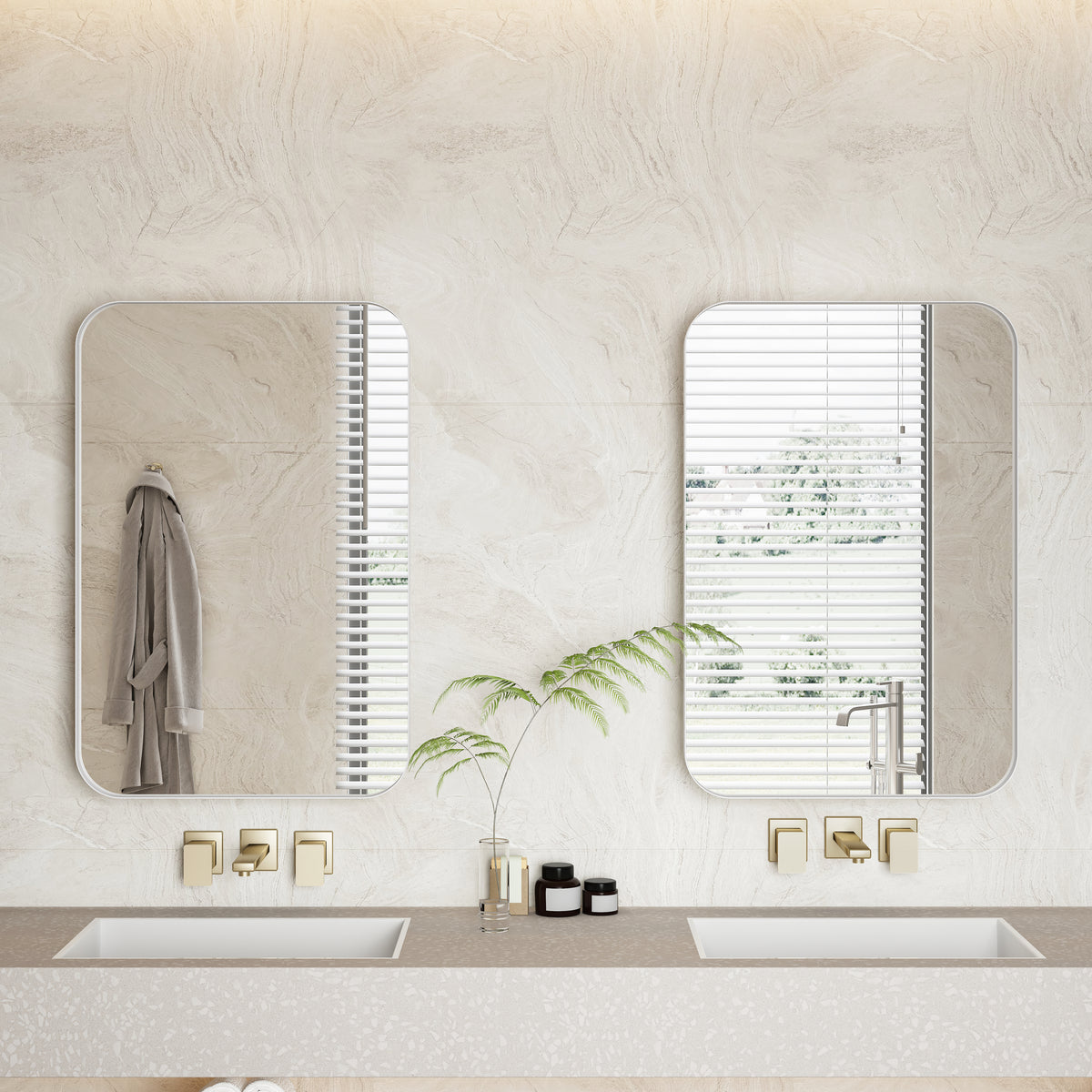 Spiegelkast rechthoekig wit – 76 cm