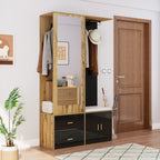 Elegante garderobekast met spiegel naturel – set