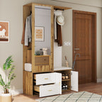 Elegante garderobekast met spiegel naturel – set