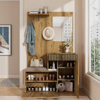 Halmeubel met spiegel naturel – set