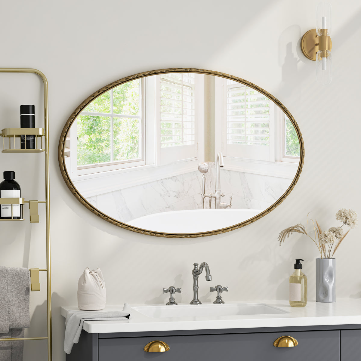 Wandspiegel ovaal goud – 100 cm