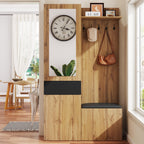 Stijlvolle garderobekast met spiegel naturel – set