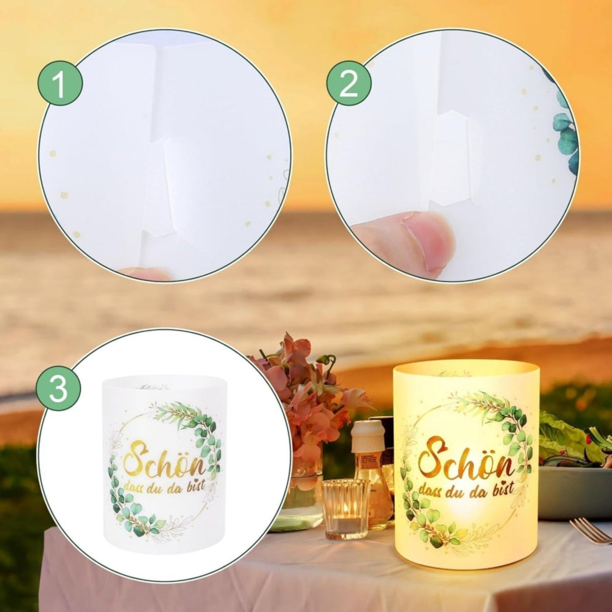 Windlicht feesttafel groen eucalyptus – set van 12