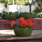 Bloempot keramiek groen – set van 3