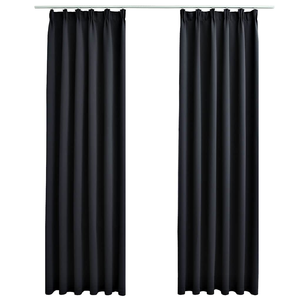 Verduisterende gordijnen polyester met haken – set van 2