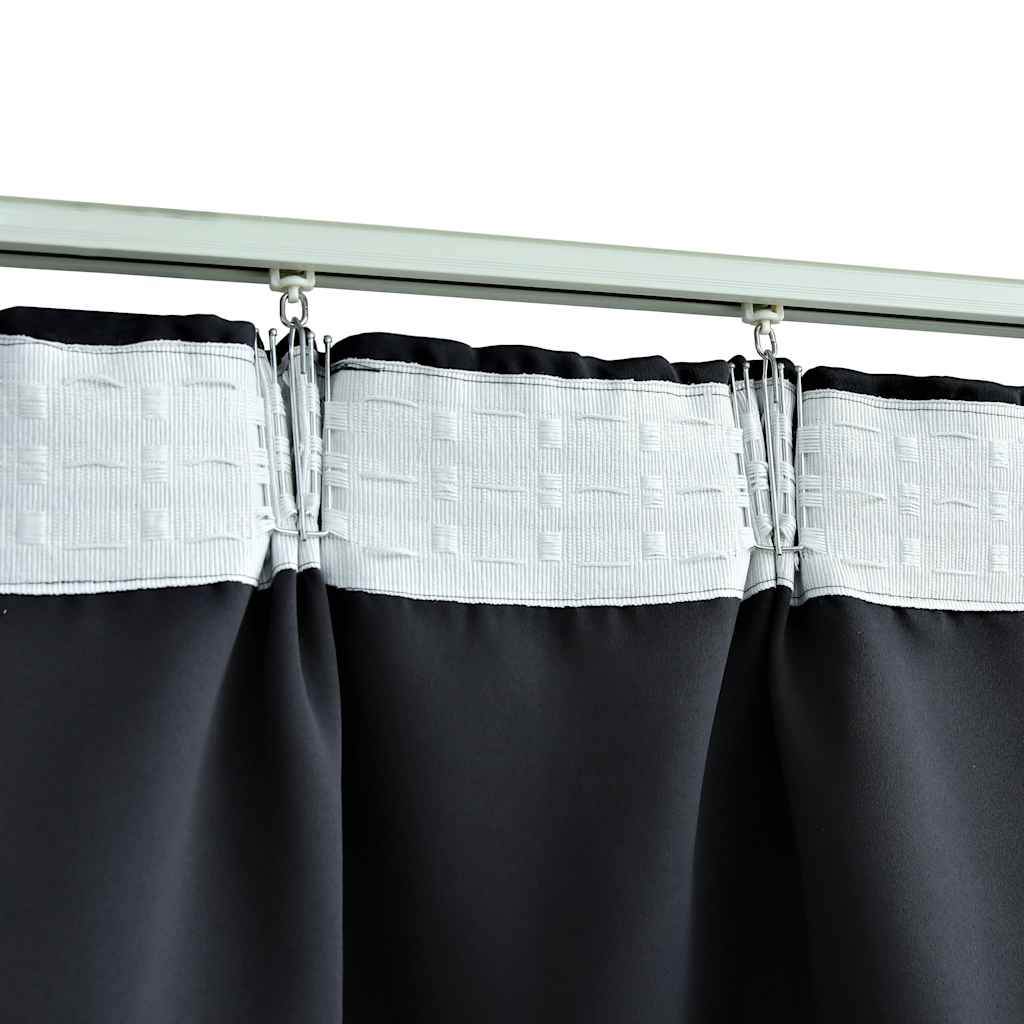 Verduisterende gordijnen polyester met haken – set van 2