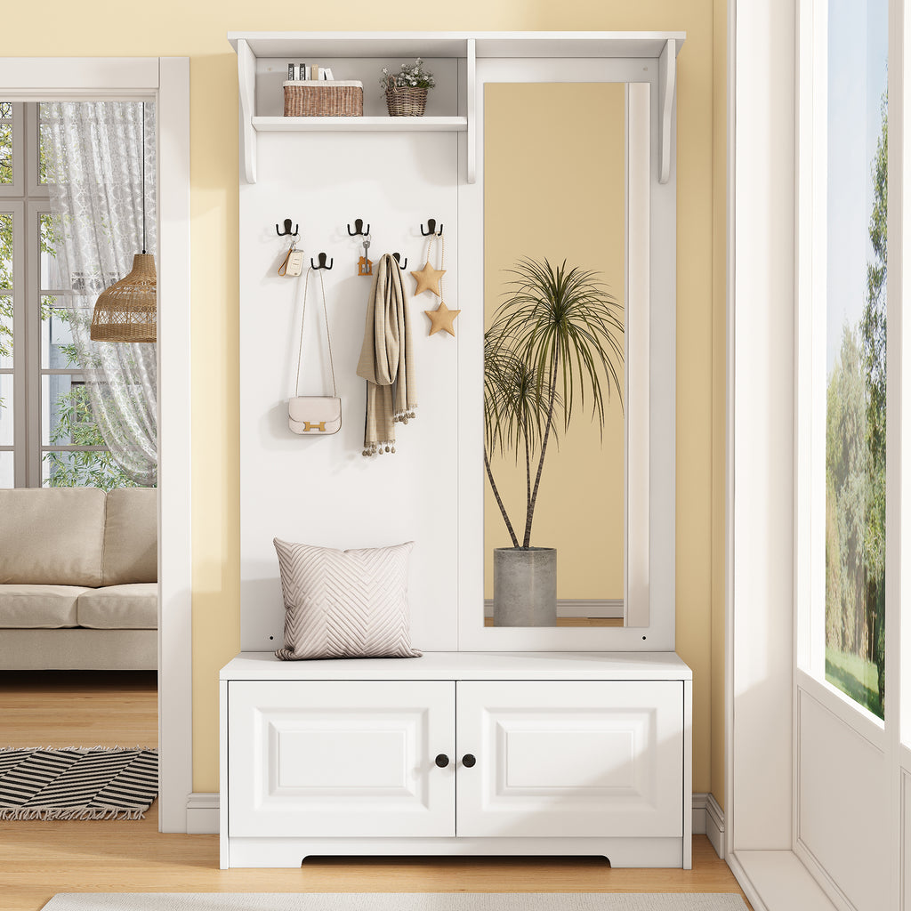 Halmeubel met spiegel wit – set
