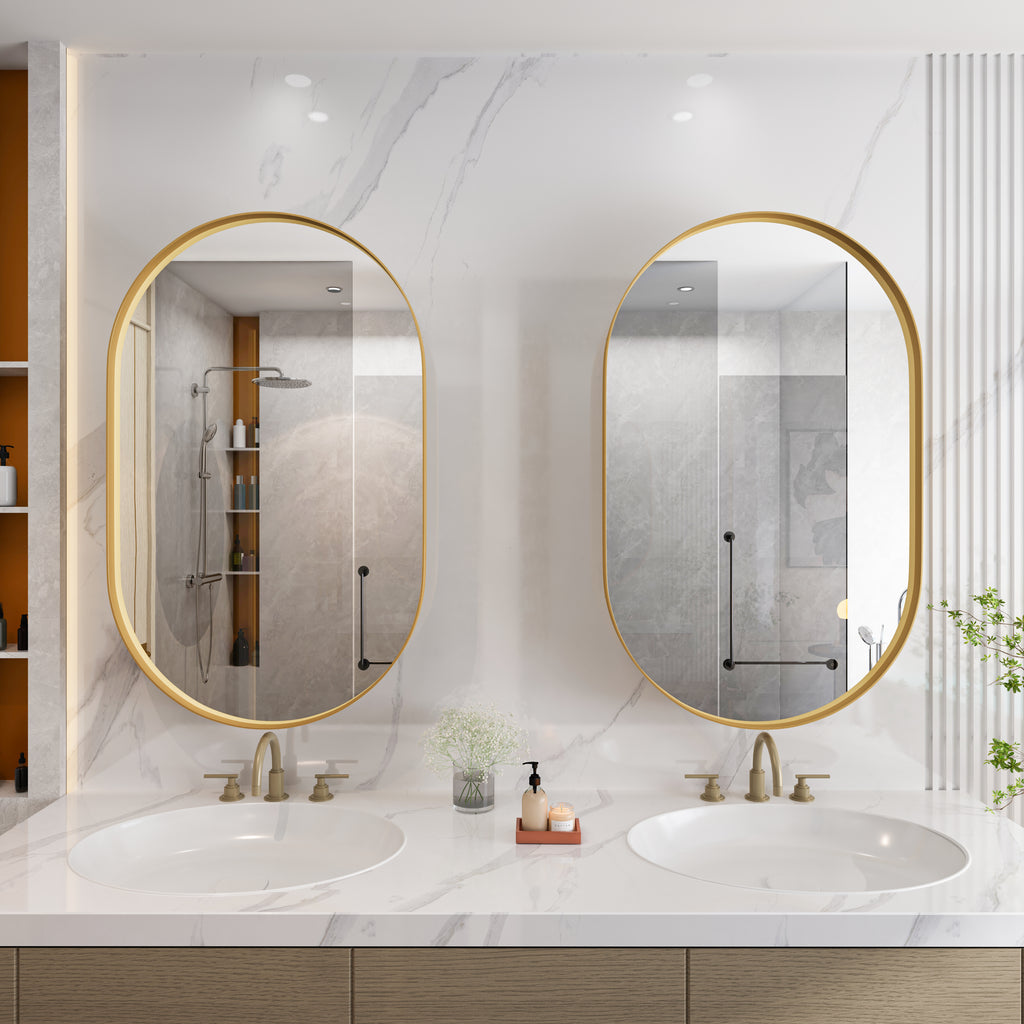Spiegelkast ovaal goud – 85 cm
