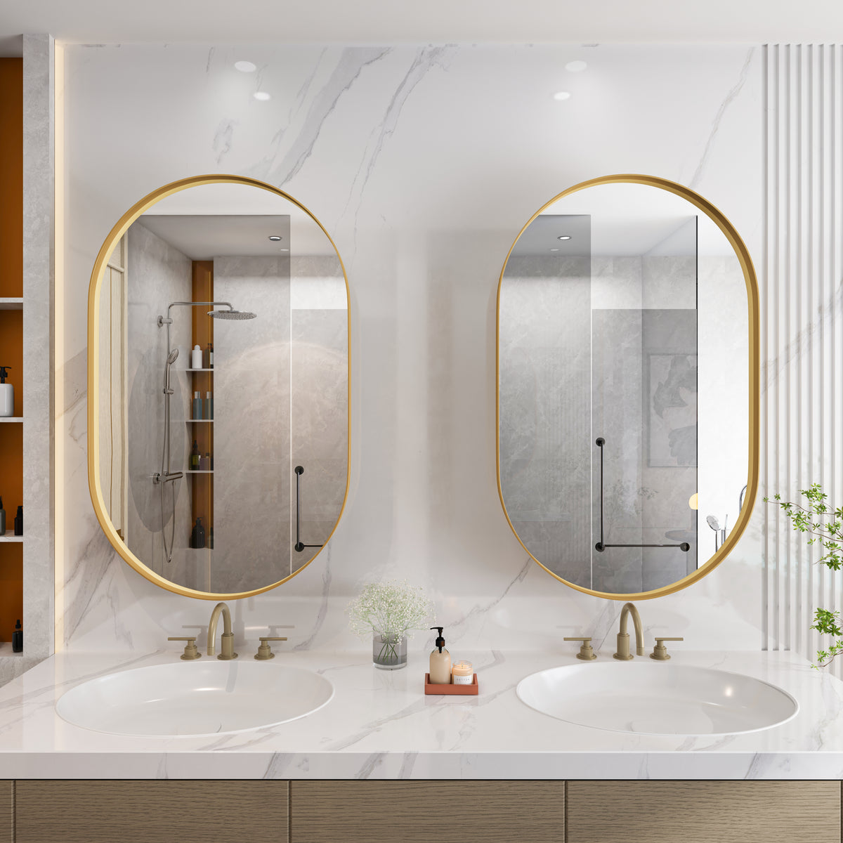 Spiegelkast ovaal goud – 85 cm
