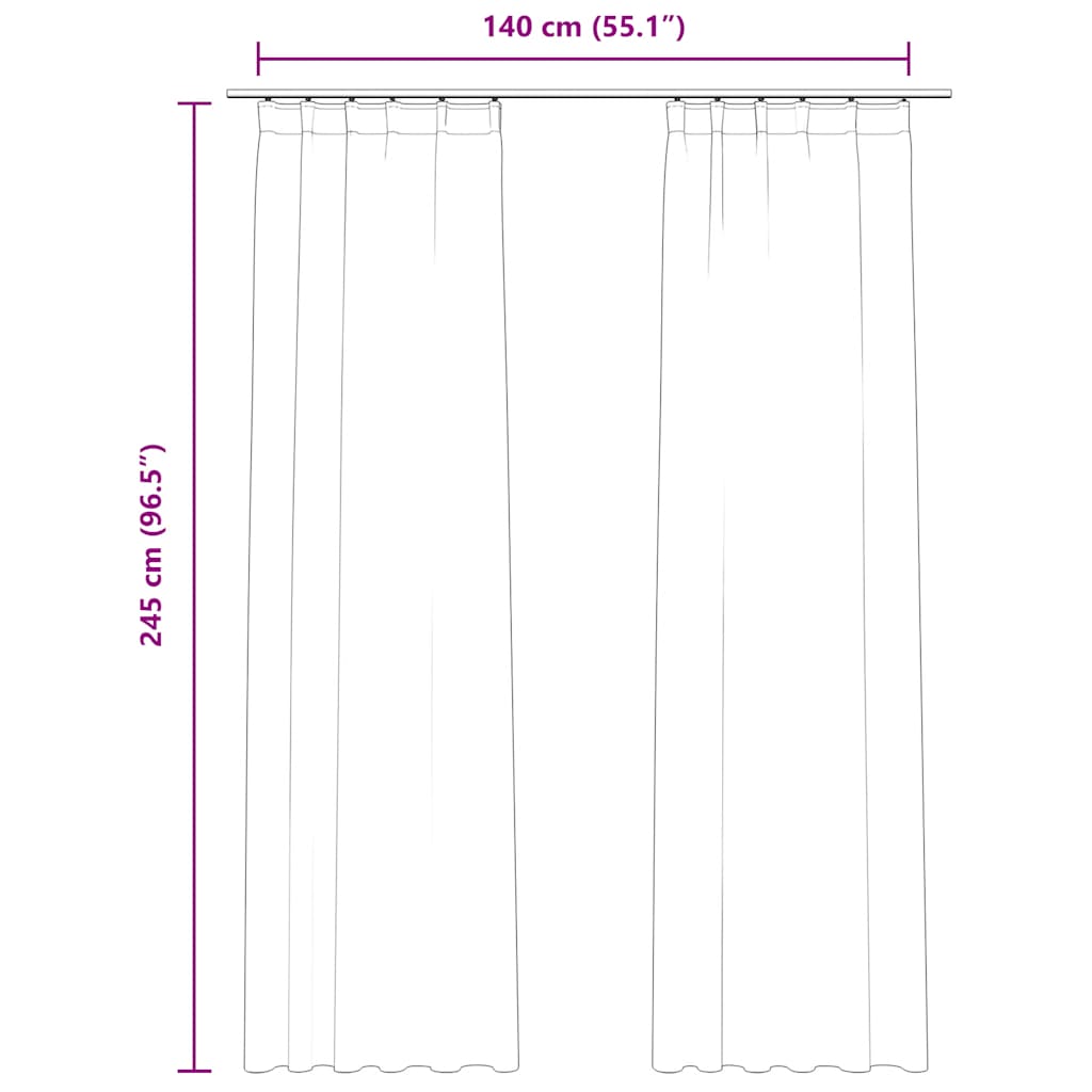 Verduisterende gordijnen fluweel met haken – 140x245 cm
