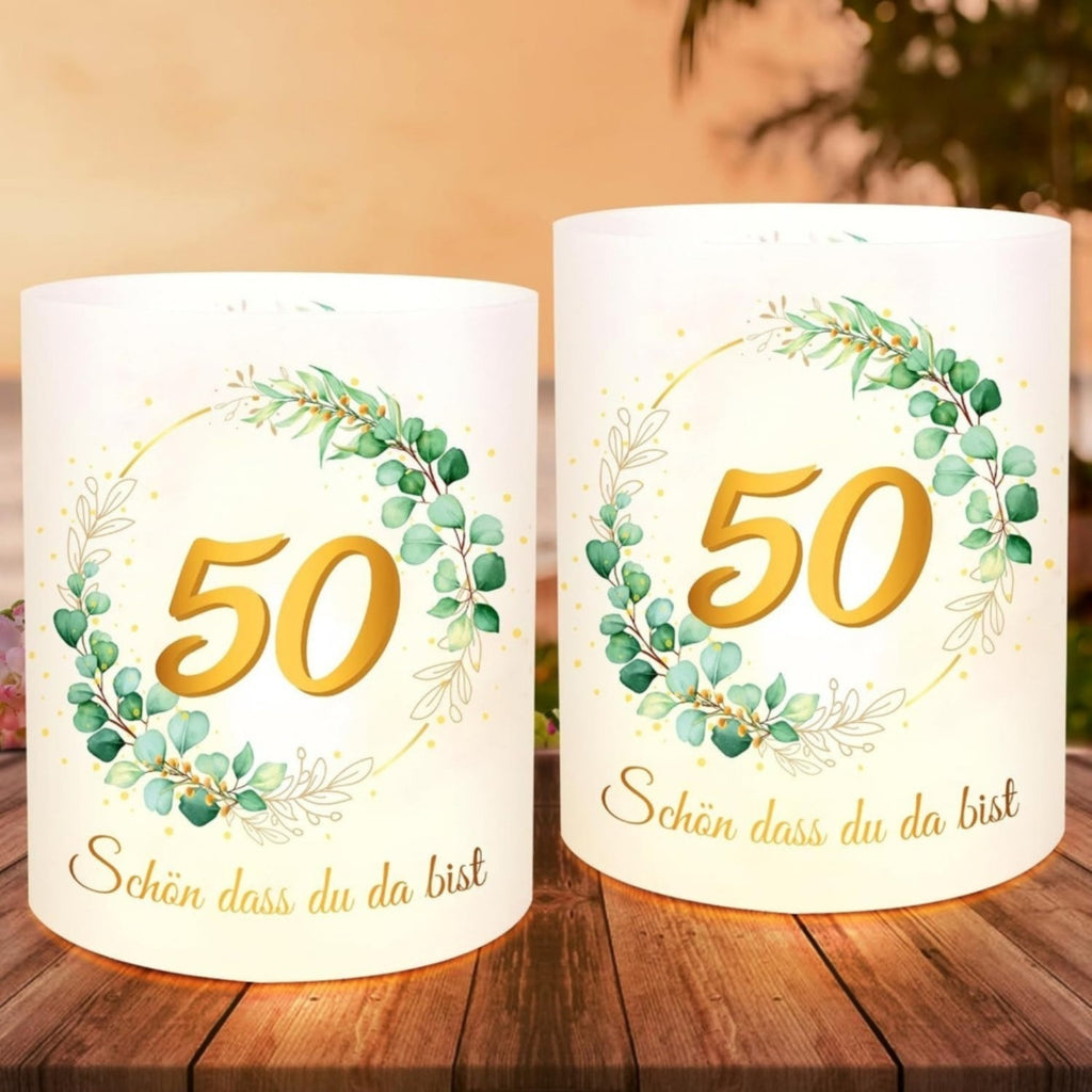 Windlicht gouden bruiloft eucalyptus – set van 12