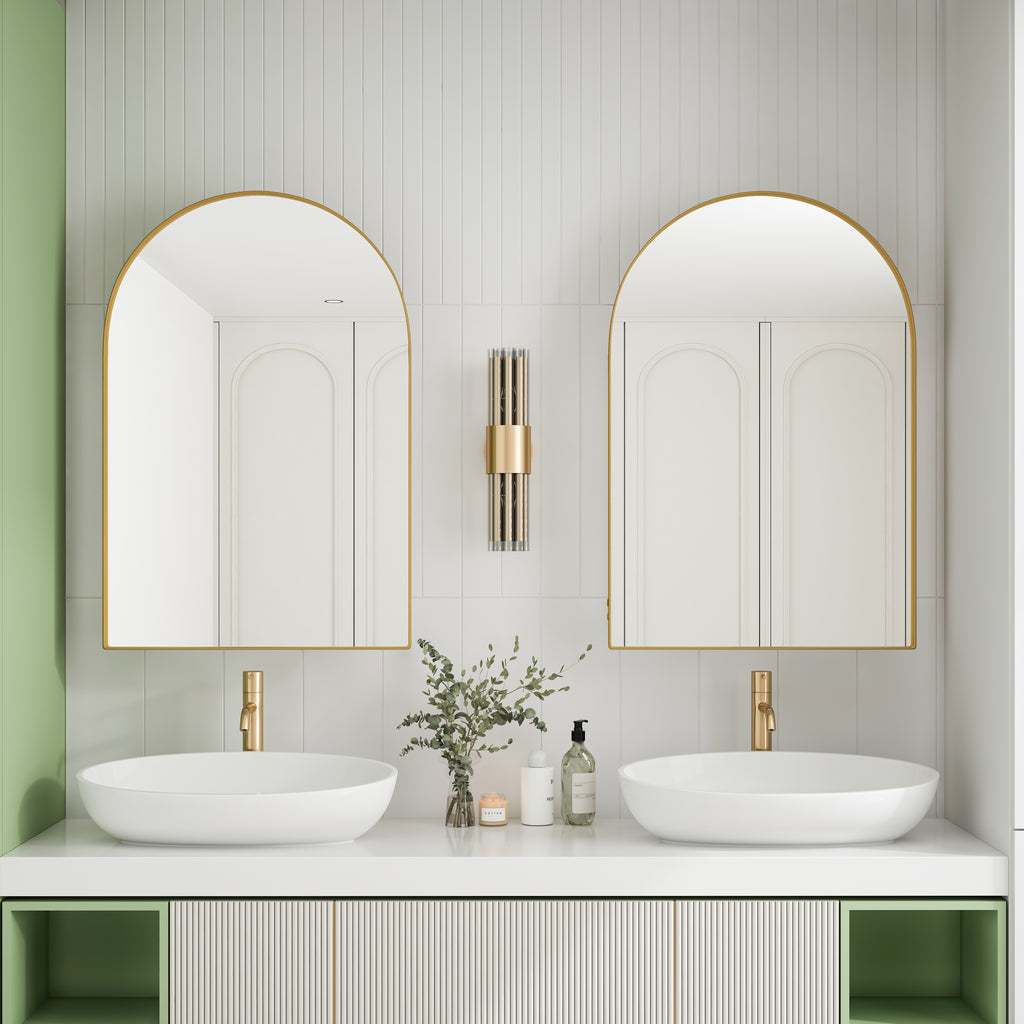 Spiegelkast boogvormig goud – 91 cm