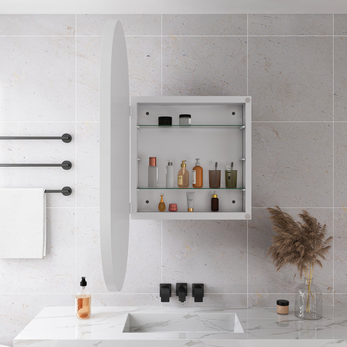 Spiegelkast ovaal wit – 85 cm