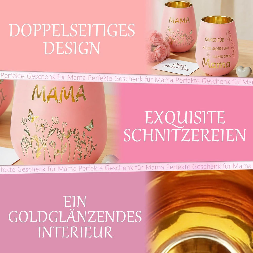 Kandelaar 'Mama' glas roze – 15 cm
