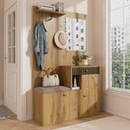 Halmeubel met spiegel naturel – set