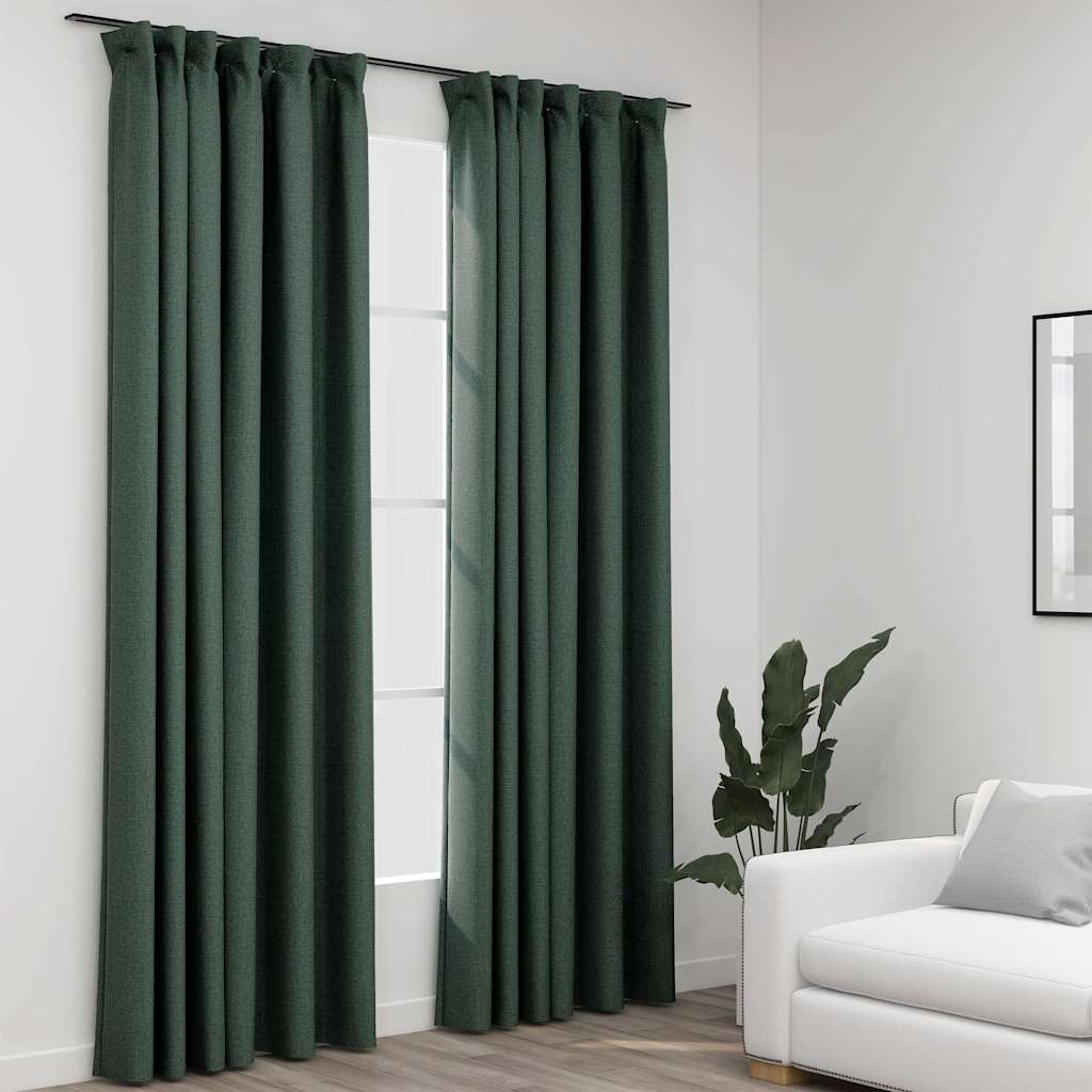 Verduisterende gordijnen groen linnenlook – 140x245 cm