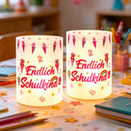 Windlicht schoolstart roze – set van 12