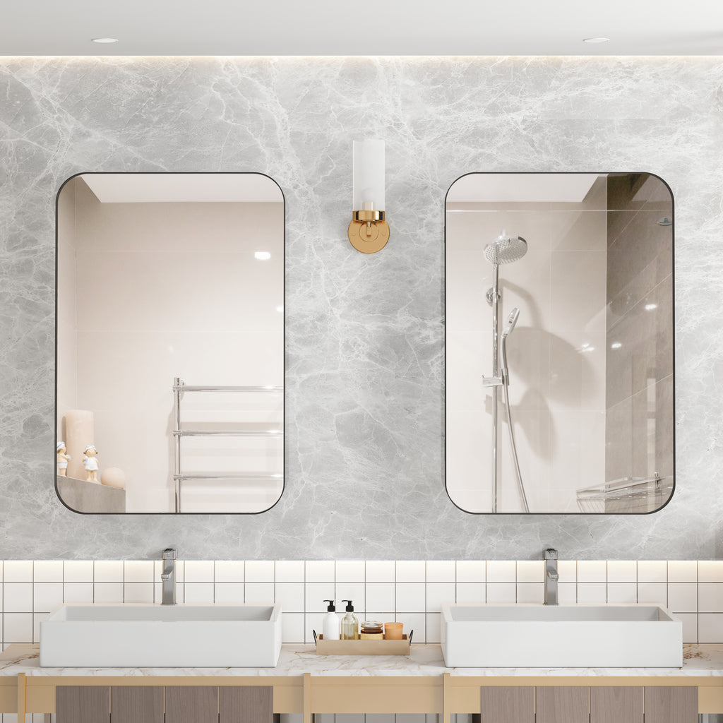 Spiegelkast rechthoekig zwart – 76 cm