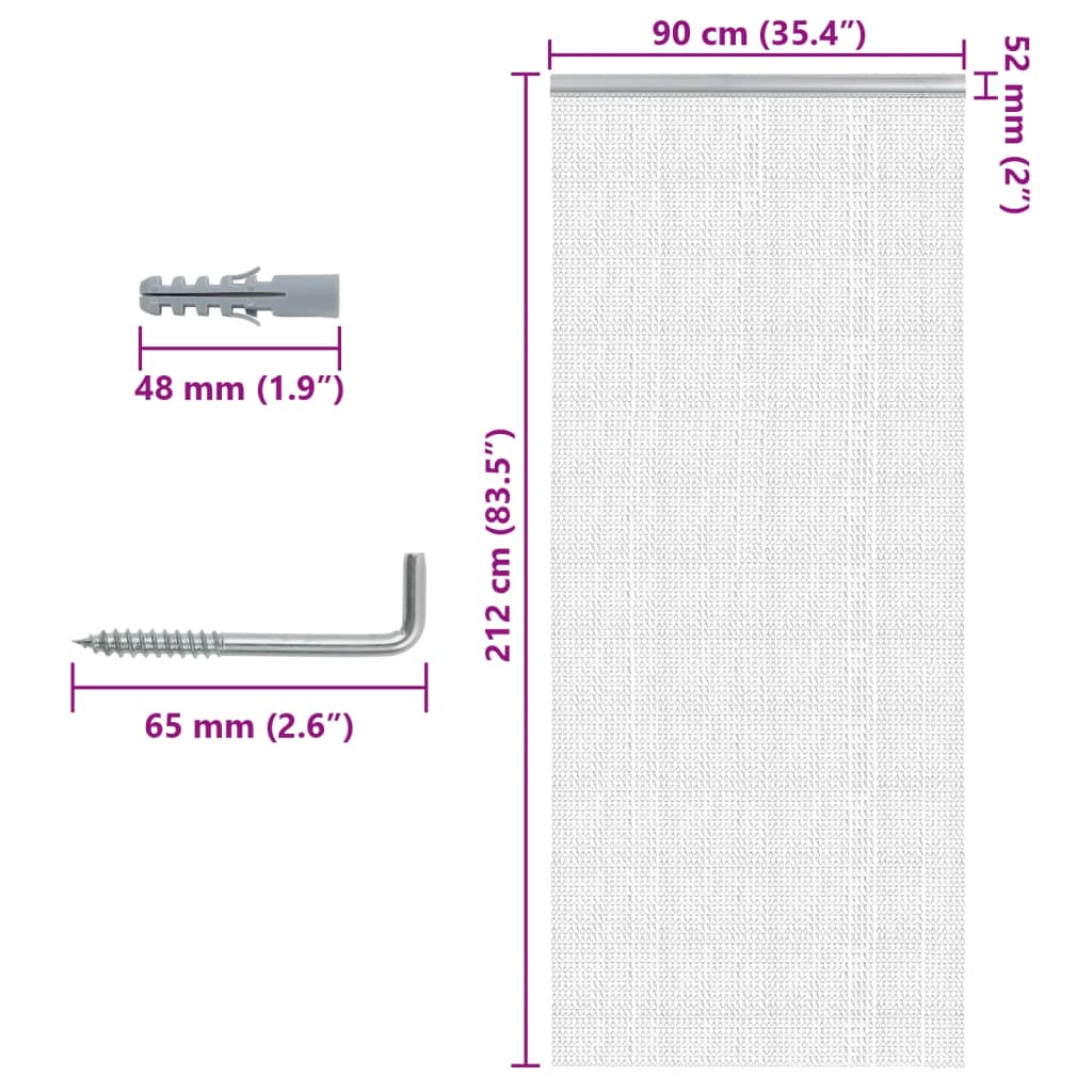 Deurgordijn zilver aluminium – 90x212 cm