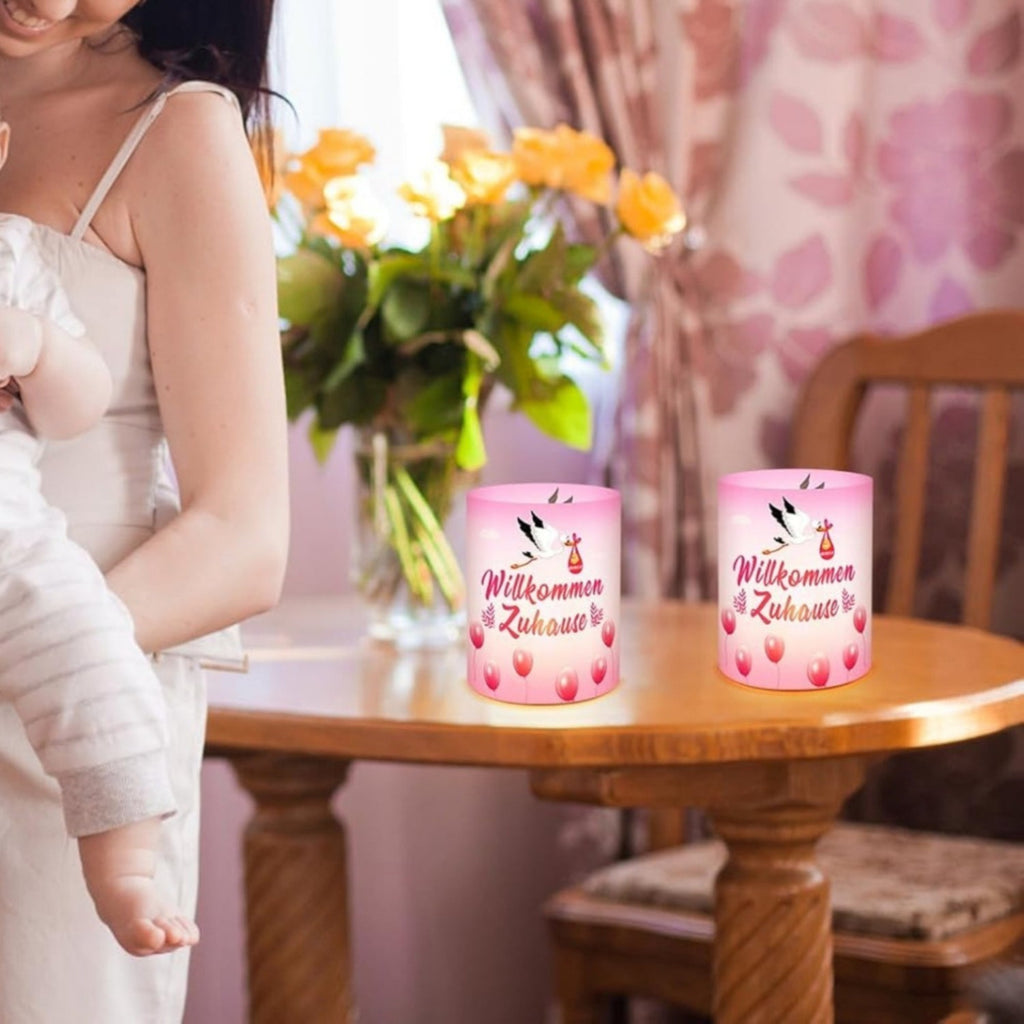 Windlicht 'Welcome Home' roze – set van 12